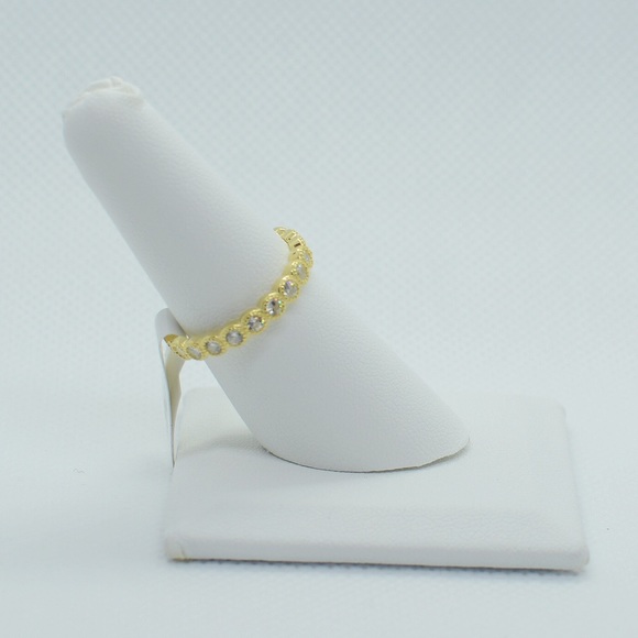 Yellow Gold Plated CZ Antique Bezel Eternity Ring - Picture 3 of 4